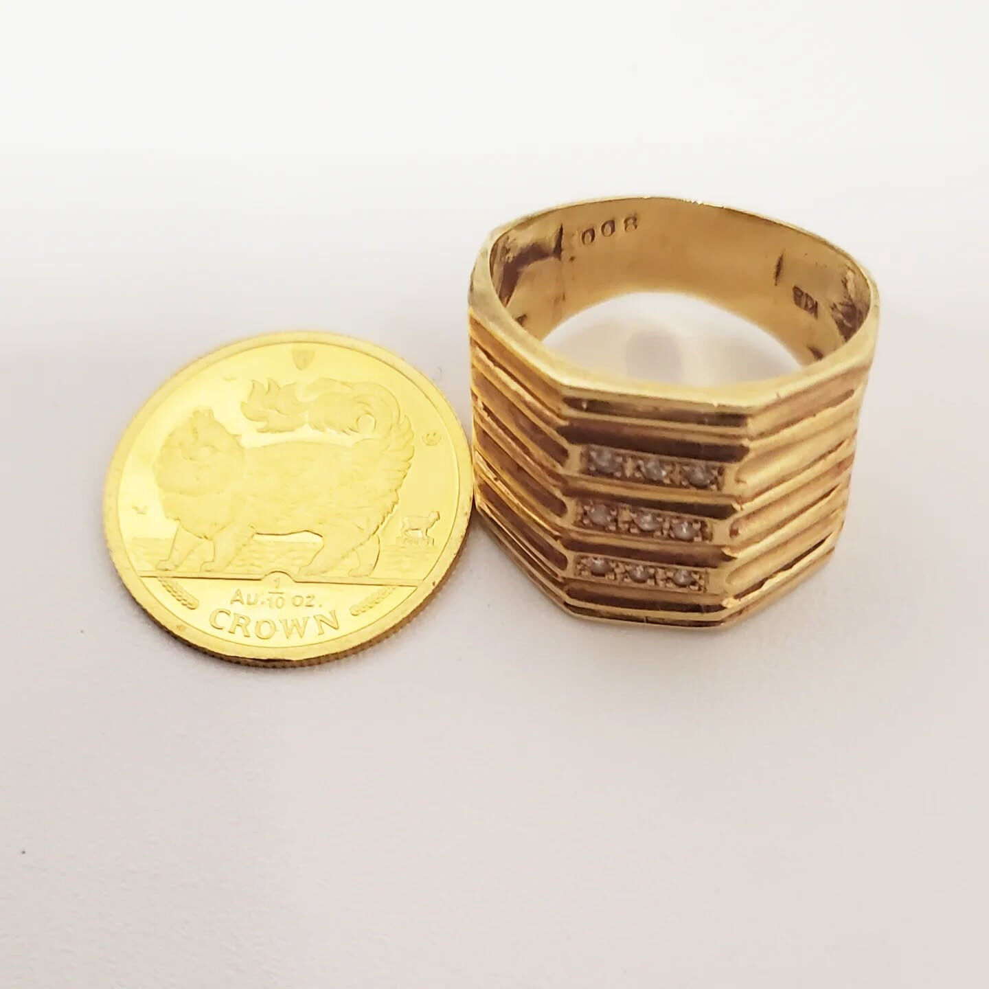 K18ダイヤモンドリングとK24マン島キャット金貨をお買取さ